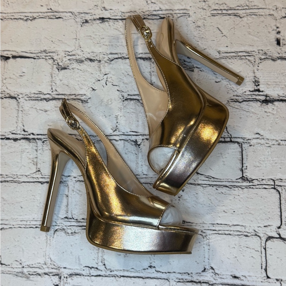 Jessica Simpson Metallic Champagne Platform Heels